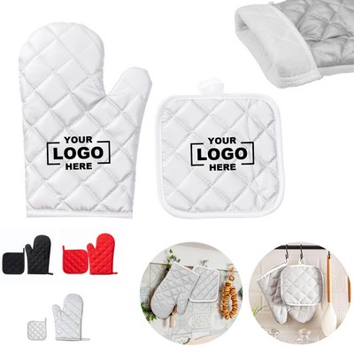 2-in-1 Solid Color DIY Blank Oven Mitt Set