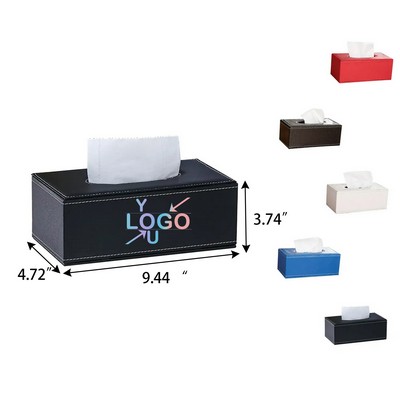 Rectangular Faux Leather Tissue Container