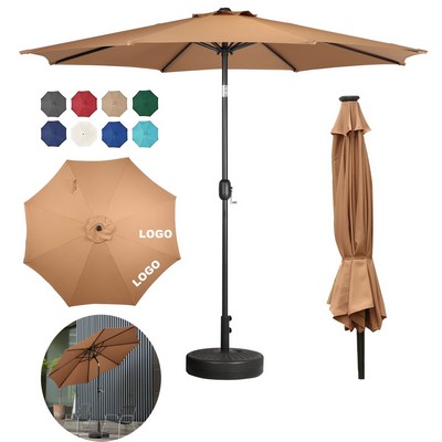 Custom Beach Cafe Umbrella 9' Outdoor Waterproof Patio Umbrella with Crank & UV Protection