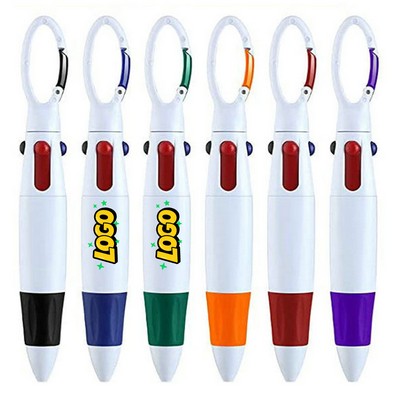 Rocket 4 Color Retractable Pen with Carabiner