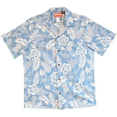 Hawaiian Shirt (S - 3XL) - 100% Cotton Poplin Tropical Print w/Genuine Coconut Buttons