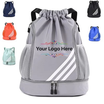 Drawstring Backpack with Shoe Pocket