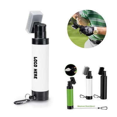 Golf Club Cleaning Brush With Spray And Carabiner