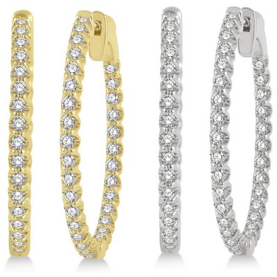 Jilco Yellow And White Gold Inside Out Hoop Earrings Set