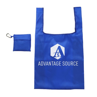 Foldable Portable Shopping Tote Bag with Carabiner Hook
