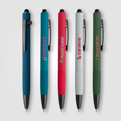Saga Recycled Aluminum Bolt Action Stylus Pen - Full-Color Inkjet