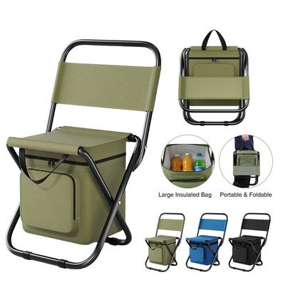 Folding Camping Chair with Cooler Bag & Pocket