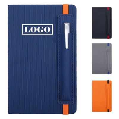 A5 Leather Notebook With Pen Holder