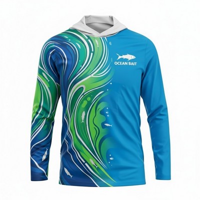 Long Sleeve Hooded T Shirt Unisex Sublimated Interlock
