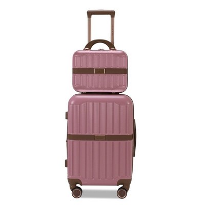 Dakota 2-Piece Hardside Carry-On Cosmetic Luggage Set, Dusty Rose