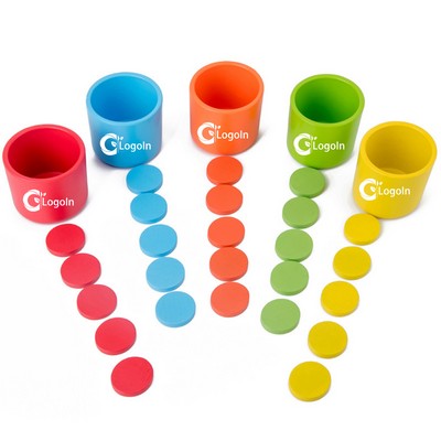 Montessori Disk in Cups Wooden Color Sorting Toy