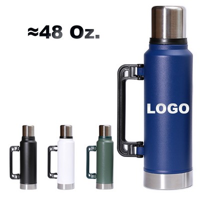 48 Oz Stainless Steel Insulated Vacuum Bottle With Wide Mouth And Handle
