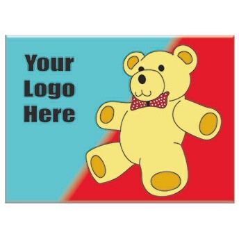 Teddy Bear Rectangle Badge w/ Bar Pin (2 1/2"x3 1/2")