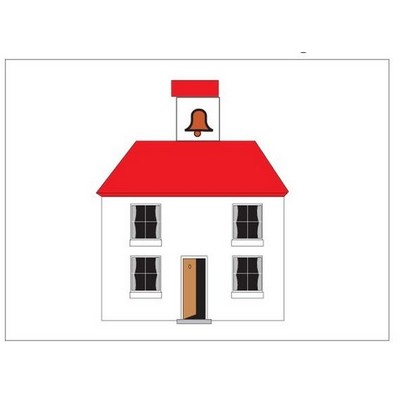 School House Rectangle Badge w/ Bar Pin (2 1/2"x3 1/2")
