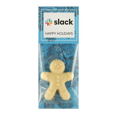 Belgian Chocolate Holiday Icons in Billboard-Style Header Bag with White Chocolate Gingerbread Man