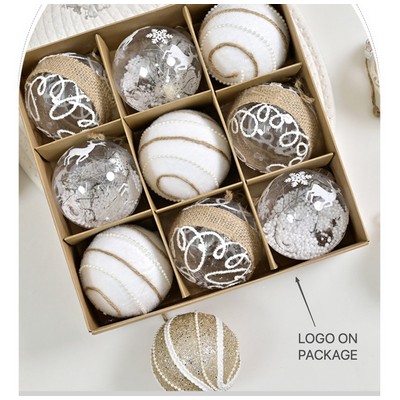 Transparent Gold Glitter Christmas Balls Creative Burlap Tree Ornaments Party Decor