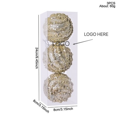 Creative Ins Style Champagne Sequin Christmas Ball Foam Tree Ornament Decoration