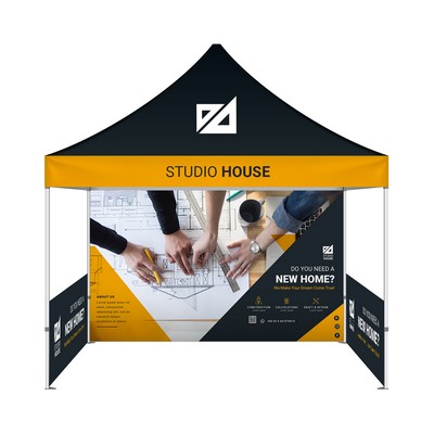 10' Steel Custom Canopy Tent – Basic Trade Show Kit with Back Wall & Half Sides