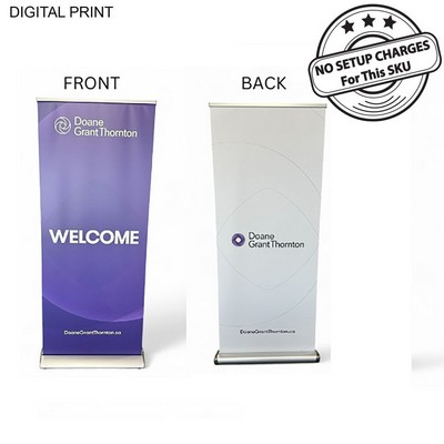 Deluxe Wide Base Retractable Pull Up Banner with Double sided Graphics, (33.5"x79")