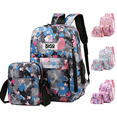 3 Piece Large Capacity Nylon School Backpack Set