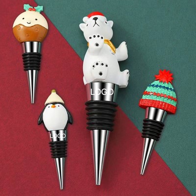 Christmas Wine Bottle Stopper Red Wine Preservation Seal Creative Resin Holiday Mini Gift