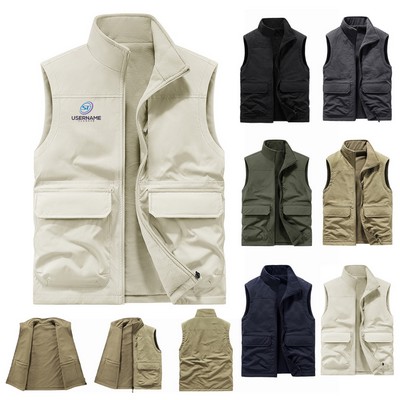Men's Polar Fleece Vest Lightweight Sleeveless Zip Up Jacket Casual Outerwear Outdoor Golf Vests