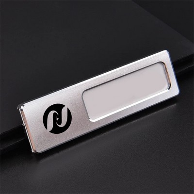 Professional Aluminum Alloy Name Tags Nameplate Badge with Safety Pin & Window #3