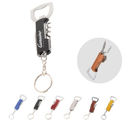 Multi-function Stainless Steel Wooden Bottle Opener