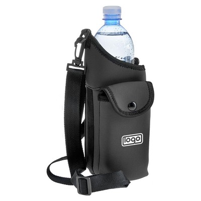 Insulated Neoprene Water Bottle Crossbody Bag w/Phone Pocket