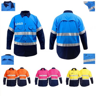 100% Cotton Work Shirt With Reflective Strips