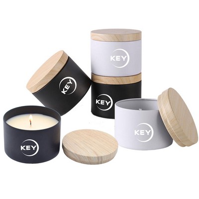 Candle Tin With Wood Lid