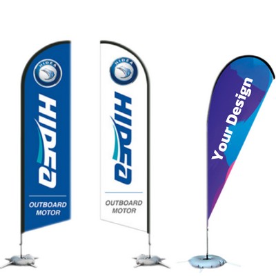 11' Double-Sided Custom Knife-Shaped P Beach Flag With Base