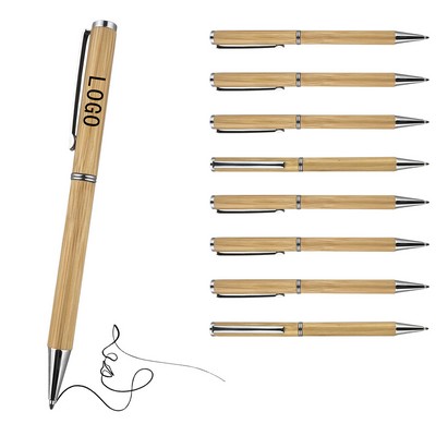 Metal Signature Pen with Bamboo Exterior