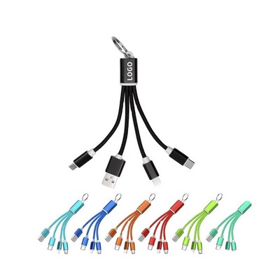 3" 1 Light Up Charging Cable with Keychain