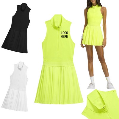 Solid Color Pique Tennis Skirt With Built-in Shorts