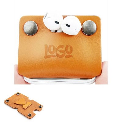 PU Leather Earphone Line Storage Organizer