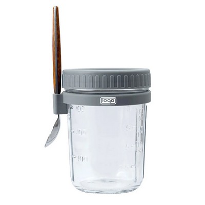 Overnight Oatmeal Cup Glass with Lid and Spoon