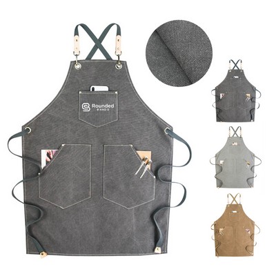 Personalized Canvas Apron With Multi-Pockets