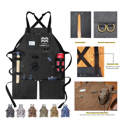 Heavy-Duty Thick Canvas Work Apron With Multi Pockets