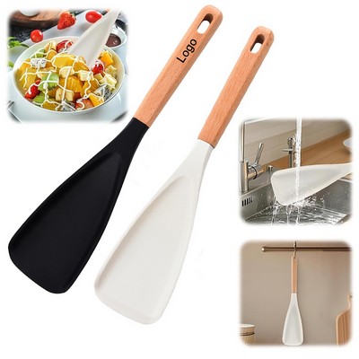 Multi-function Wood Handle Silicone Cooking Spatula Spoon