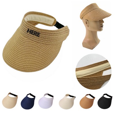 Sun Visor Foldable Wide Brim Roll-up Straw Hat