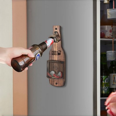 Retro Wooden Wall Mounted Bottle Opener Collector
