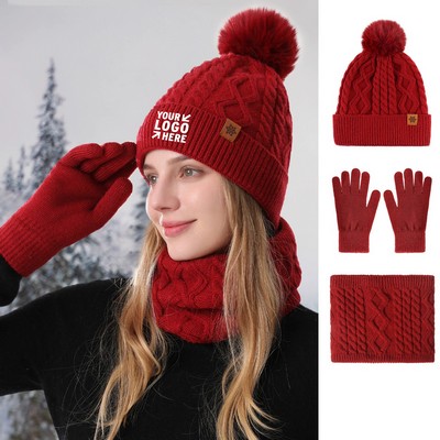 Winter Scarf Hat and Gloves Set