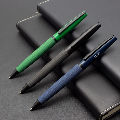 Executive PU Leather Wrapped Metal Pen Premium Twist-Action Ballpoint for Corporate Branding