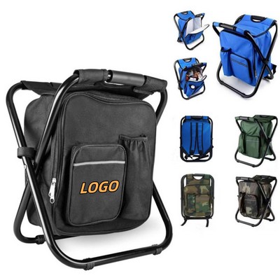 Folding Stool Backpack Insulated Cooler Bag