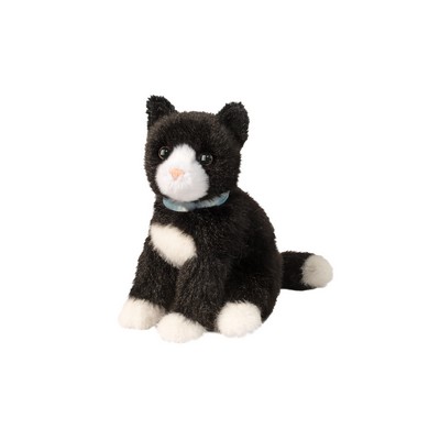 Mini Black & White Cat Stuffed Animal
