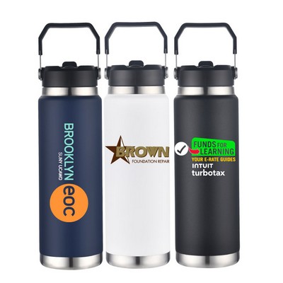 30 Oz. Stainless Steel Vacuum Insulated bottle with twist-on lid and carry loop