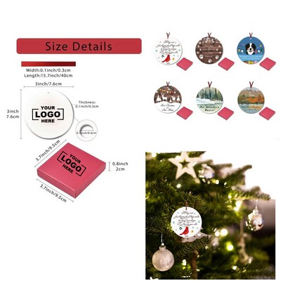 Christmas Ceramic Pendant Round Heart-shaped Acrylic Crystal Glass Decorations DIY