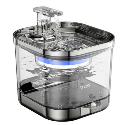 Wireless Rechargeable Stainless Steel Cat Fountain Cordless Automatic Circulating Pet Waterer