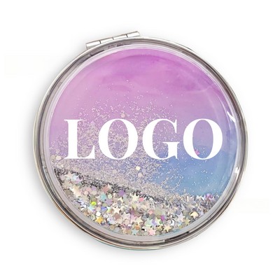 Mini Quicksand Folding 2.87" Mirror Round Compact Mirror